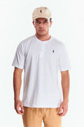 Playera Henley Manga corta Blanco