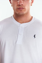 Playera Henley Manga corta Blanco