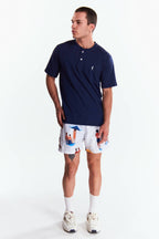 Playera Henley Manga corta Azul marino