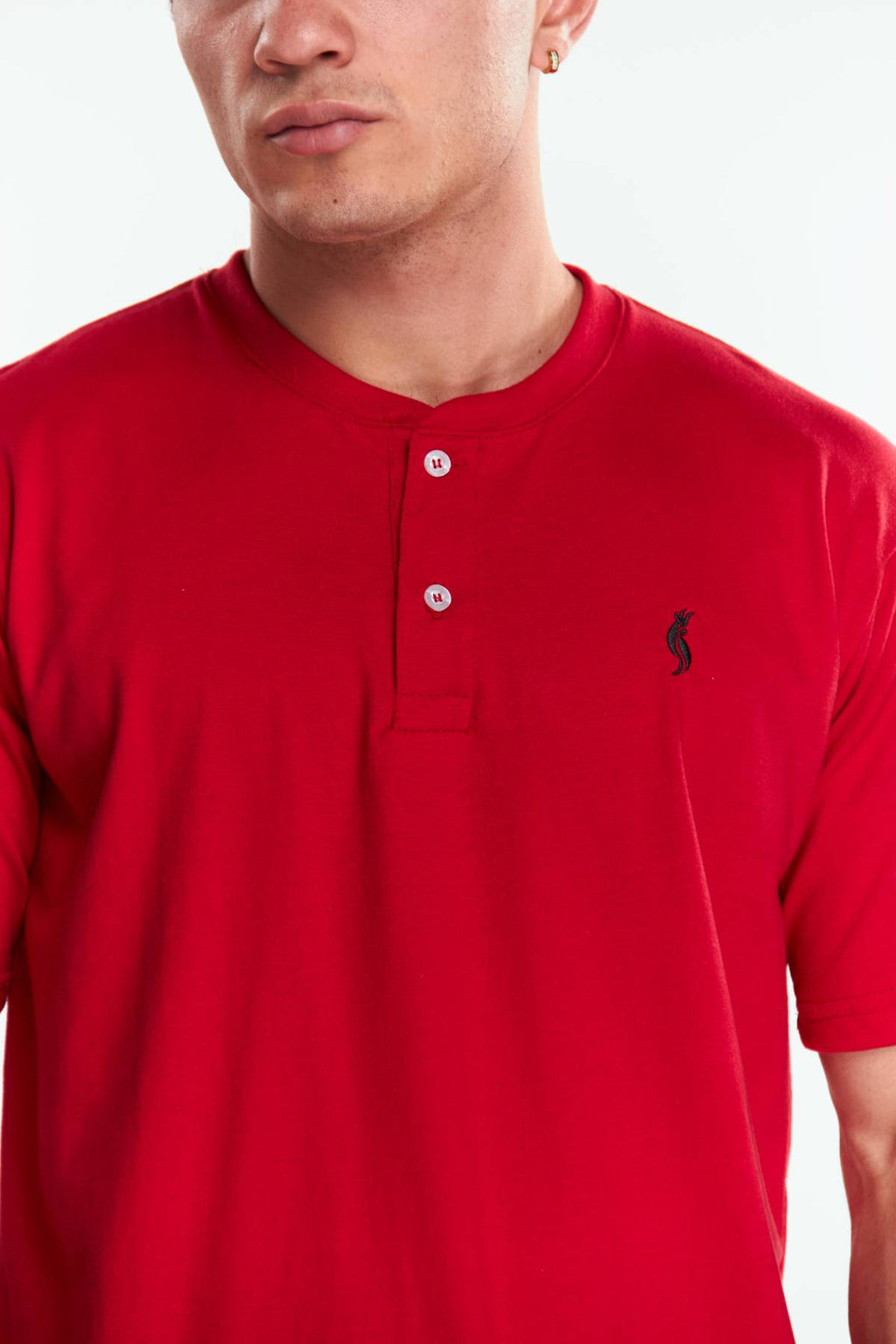Playera Henley Manga corto Rojo