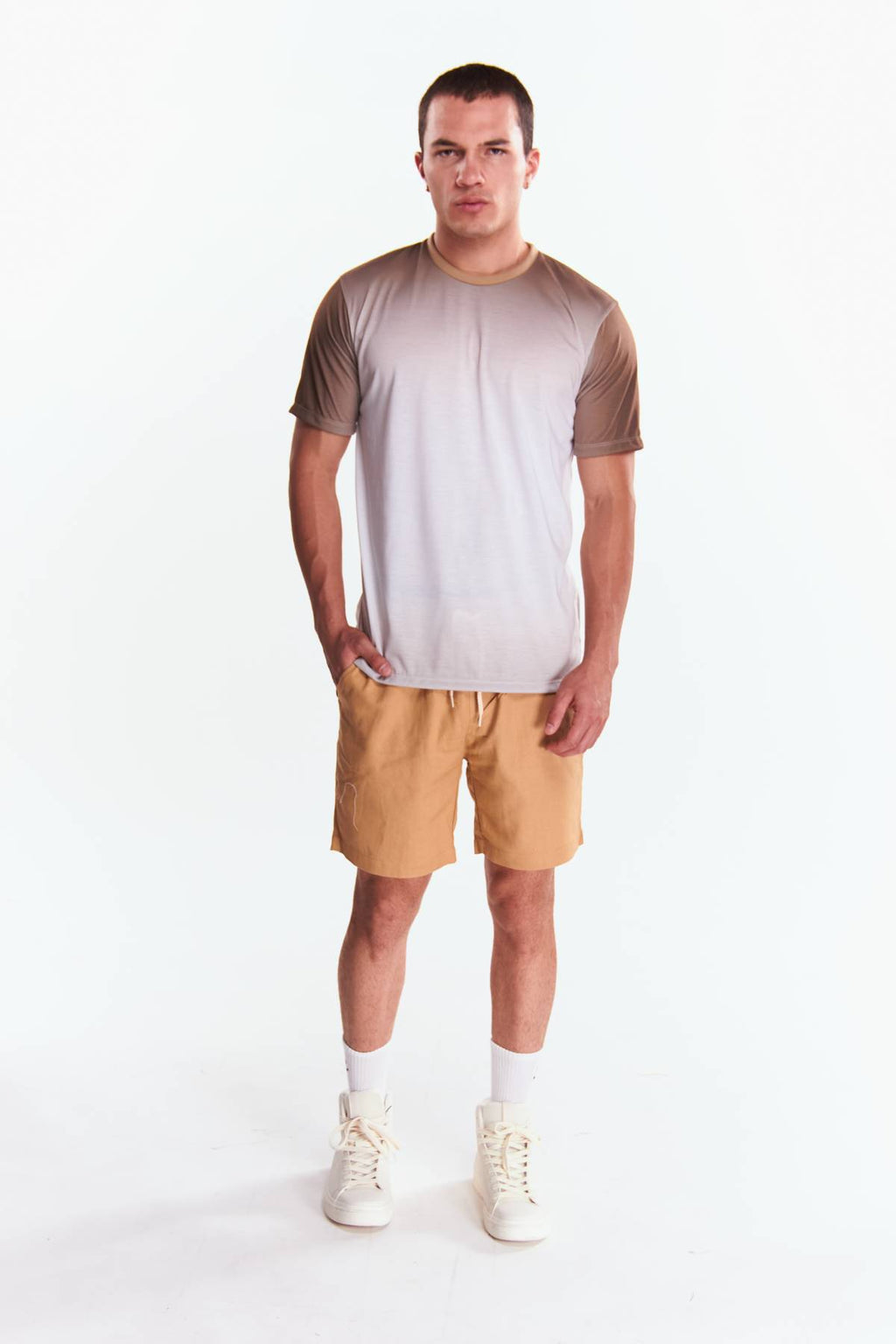Playera Cuello redondo Degradado Café