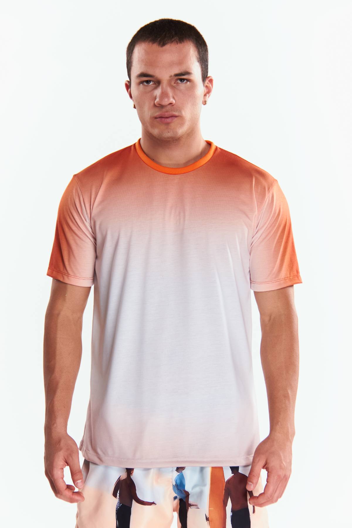 Playera Cuello redondo Degradado Naranja