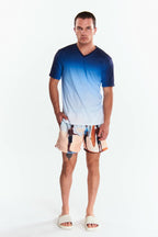 Playera Cuello V Manga corta Degradado Azul marino