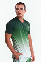 Playera Cuello V Manga corta Degradado Verde