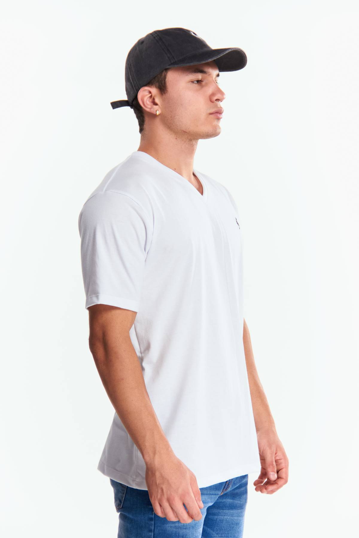 Playera Cuello V Básica Blanca