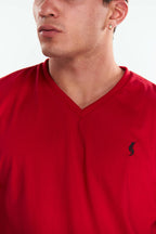 Playera Cuello V Básica Rojo